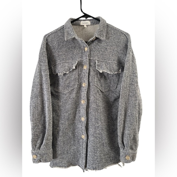Böhme textured knit long sleeve button down flannel shirt - Picture 1 of 4
